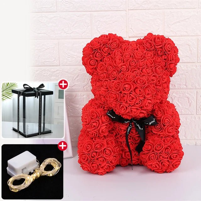 Eternal Rose Teddy Bear - Dee's Delightful Gifts